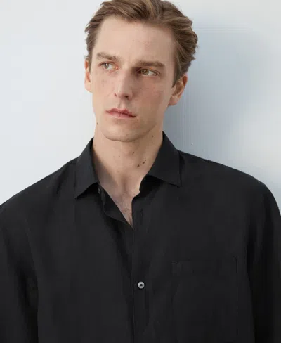 Mango Fluid Short-sleeve T-shirt In Black