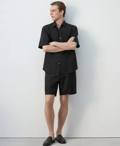 Mango Fluid Short-sleeve T-shirt In Black