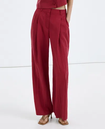 Mango Mid-rise Lyocell Pants In Red