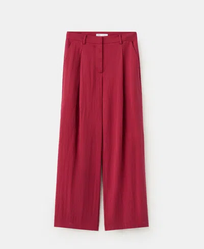 Mango Mid-rise Lyocell Pants In Red