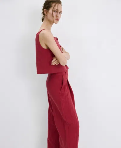 Mango Mid-rise Lyocell Pants In Red