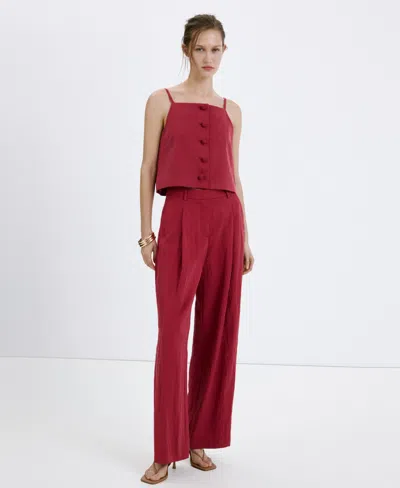 Mango Mid-rise Lyocell Pants In Red