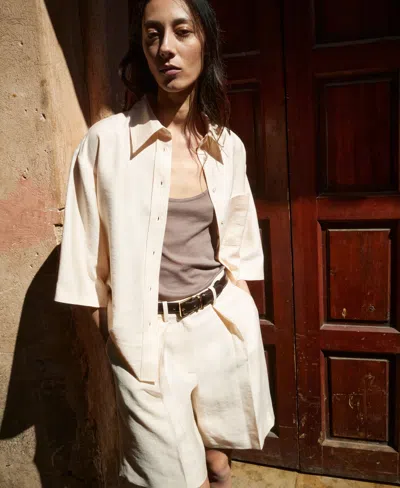 Mango Oversize Button-up Shirt In Neutral