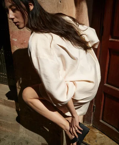 Mango Oversize Button-up Shirt In Neutral