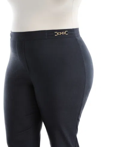 Rafaella Plus Size Horse Bit Pull On Capri In Blue