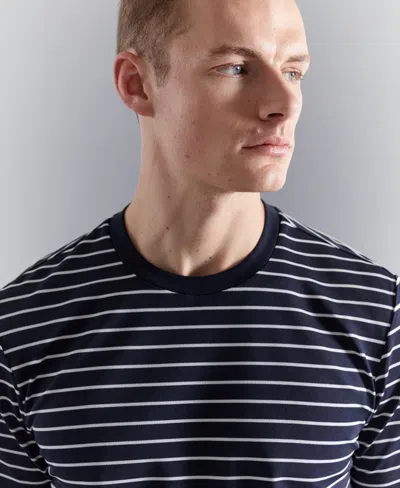 Mango Slim-fit Striped Coolmax T-shirt In Blue