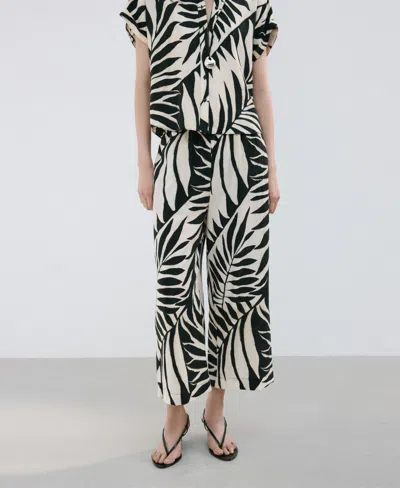 Mango Tropical Print Pants In Neutral