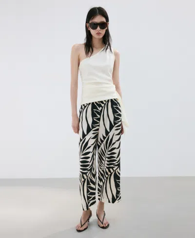 Mango Tropical Print Pants In Neutral