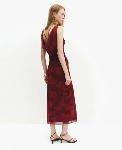 Mango Draped Fitted Dress In Brown