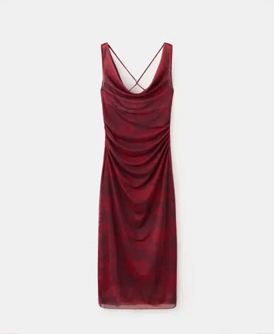 Mango Draped Fitted Dress In Brown