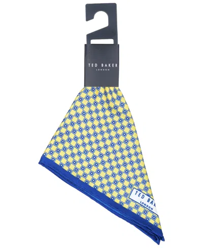 Ted Baker Men's Square Neat Pattern Pocket Square In Yellow