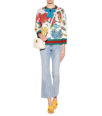 Shop Gucci Embellished Cotton Sweater In Ivory Prieted