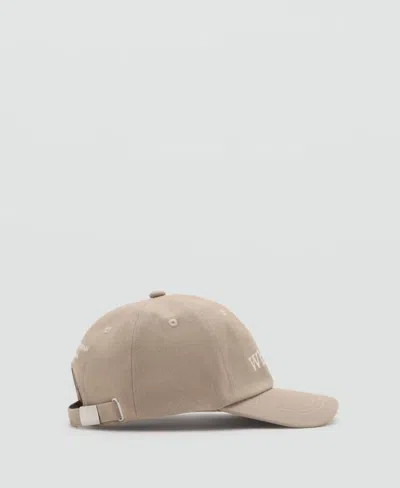 Mango Embroidered Cap In Brown