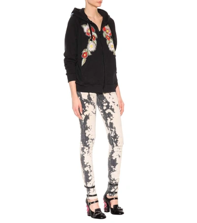 Shop Gucci Embroidered Printed Cotton Sweatshirt In Llack Prieted