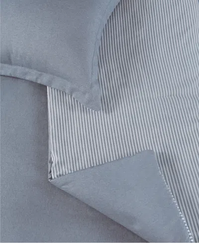 Laundry Chambray With Reverse Stripe 5-piece Comforter Set, Full/queen In Blue