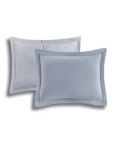 Laundry Chambray With Reverse Stripe 5-piece Comforter Set, Full/queen In Blue
