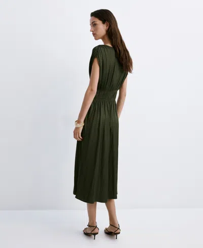 Mango Gathered Midi-dress In Black