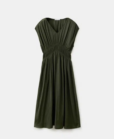 Mango Gathered Midi-dress In Black