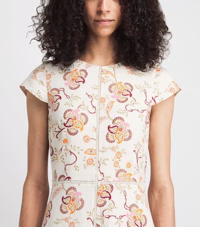 Me+em Creaseless Linen Ornate Floral Paisley Print Maxi Dress Light Cream-multi In White