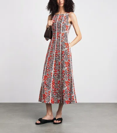 Me+em Cotton Collaged Meadow Print Maxi Dress Orange-multi