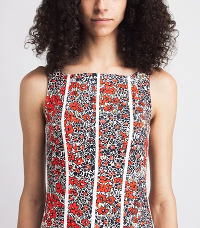 Me+em Cotton Collaged Meadow Print Maxi Dress Orange-multi