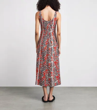 Me+em Cotton Collaged Meadow Print Maxi Dress Orange-multi