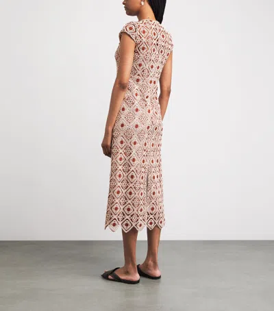 Me+em Graphic Cotton Lace Slim Maxi Dress Rosewood-cream In Brown