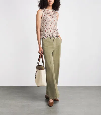 Me+em Geometric Crochet Top In Neutral
