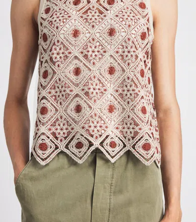 Me+em Geometric Crochet Top In Neutral
