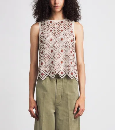 Me+em Geometric Crochet Top In Neutral