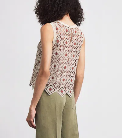 Me+em Geometric Crochet Top In Neutral