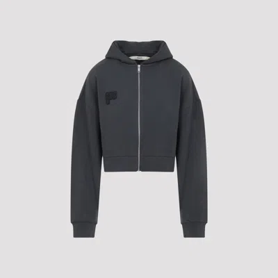 Pangaia Cotton Cropped Oversized Zip Up Hoodie In Black