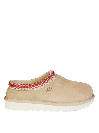 Ugg Tasman Suede Slippers With Shearling Lining In Neutral