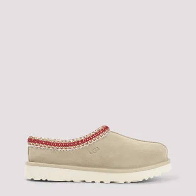 Ugg Tasman Suede Slippers With Shearling Lining In Neutral