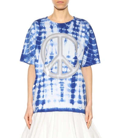 Shop Acne Studios Niagara Peace Printed Cotton T-shirt In Iek Llue Tie Dye