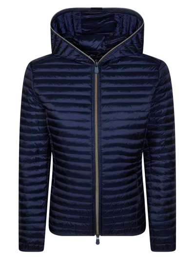 Save The Duck Fitted Horizontal Stitching Recycled Jacket In Blue