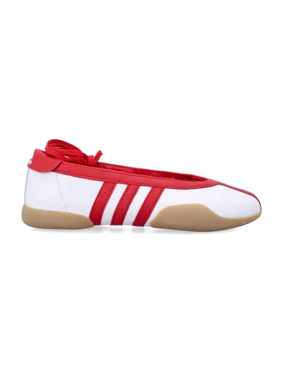 Adidas Originals Taekwondo Mei Leather Ballerina Shoes Contrast Trim In Red