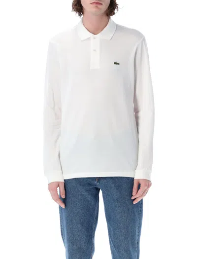 Lacoste Logo Long-sleeved Polo Shirt In White