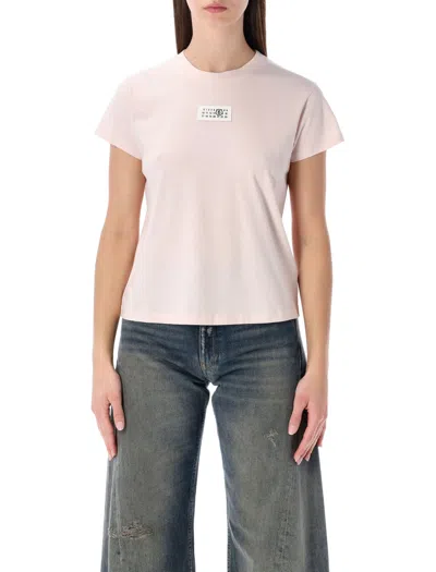 Mm6 Maison Margiela Crew Neck Short Sleeve Cotton Jersey Top In Pink