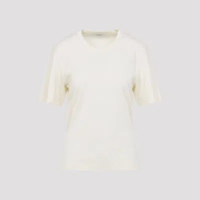 Lemaire Rib Minimalist Classic Crew Neck Cotton T-shirt In Blue
