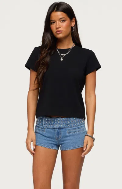 Edikted Perfect Basic Stretch Cotton T-shirt In Black