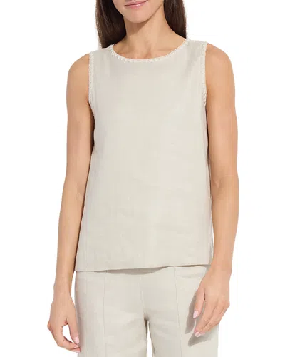 Lyssé Gabriela Embroidered Detail Blend Tank In Flax Linen In Neutral