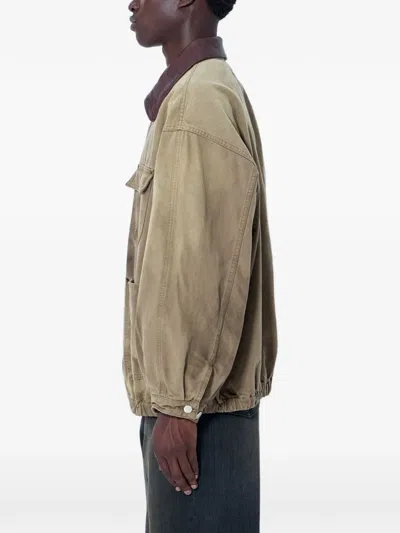 Ssstein Contrast-collar Patch-pocket Jacket In Brown
