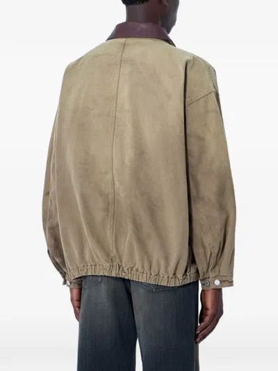 Ssstein Contrast-collar Patch-pocket Jacket In Brown