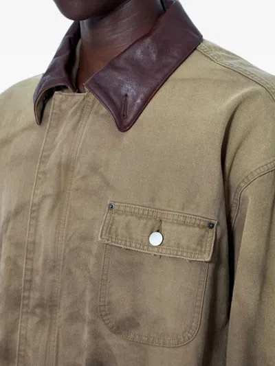 Ssstein Contrast-collar Patch-pocket Jacket In Brown