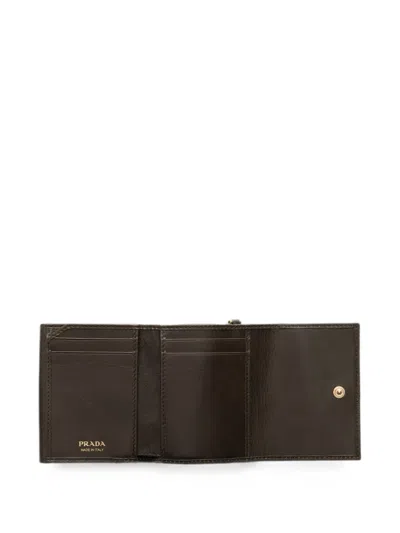 Prada Small Leather Wallet In Brown