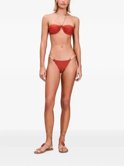 Devon Windsor Genesis Bead-embellished Bikini Short In Brown