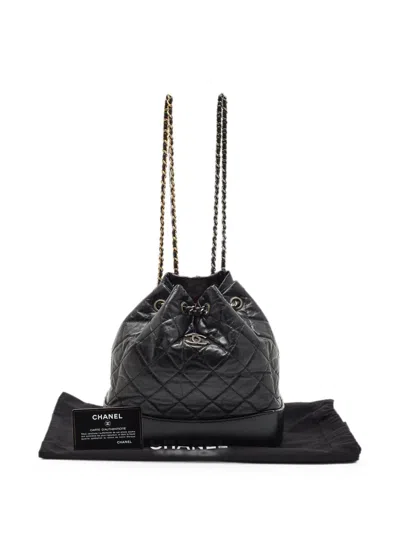 Pre-owned Chanel Gabrielle Quilted Backpack In Black