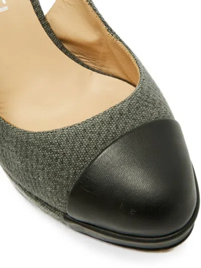 Pre-owned Chanel Cc Platform Slingback Pumps In Gray