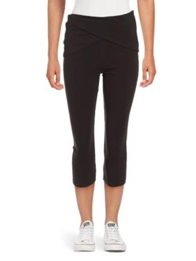Andrew Marc Wrapped-waist Cropped Leggings In Black
